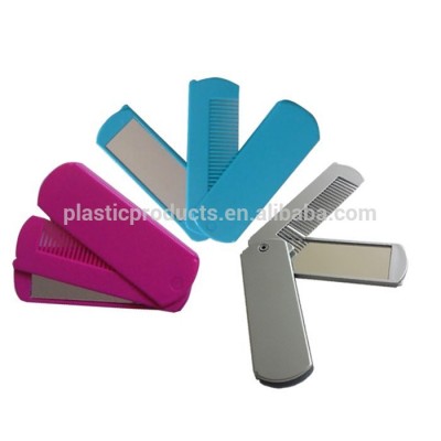 Wholesale mini plastic folding comb with mirror used for promotion