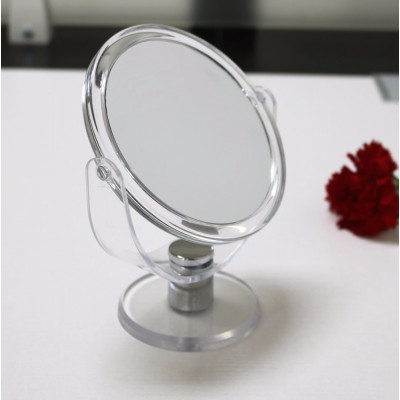 Desktop double sided and flexible plastic cosmetic mirror