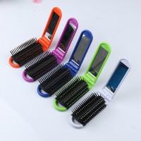 Wholesale cheap price mini plastic folding hair brush with mirror