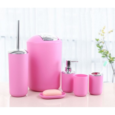 Hot-Selling biodegradeable Pink Bathroom Accessories Set for home and hotel use